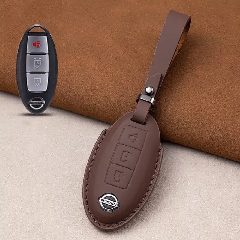 3 Tasten Nissan Leder Schlüsselanhänger 6 Nissan Leder Schlüsselanhänger